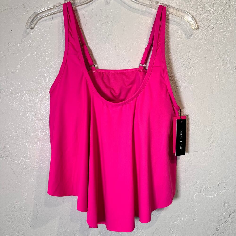 NWT Tempt Me Tankini Top Size Large Hot Pink Coastal Beach Pool Cruise Modest